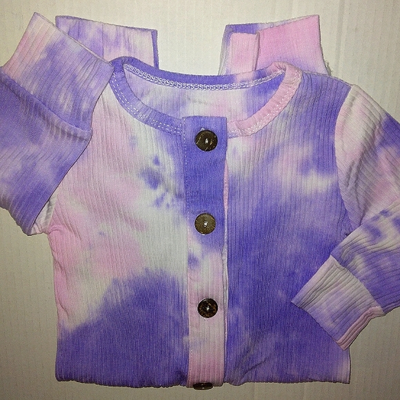 NWT Infants 12mo Pretty Purple Tie-dye knit long sleeve Gradient Jumpsuit - Picture 3 of 11